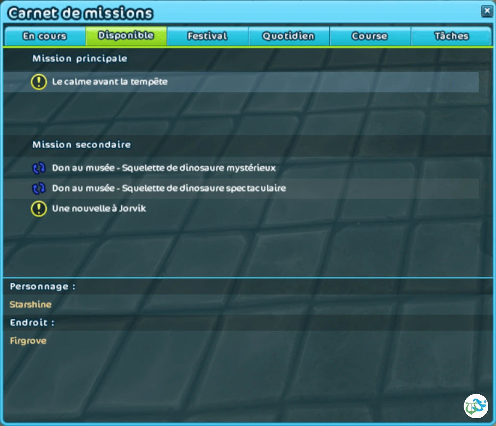 Carnet des missions